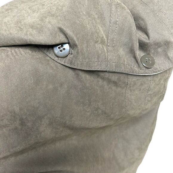 Outbrook Brown Hooded Trench Coat Button Up with Removable Hood 90’s Faux Suede - Picture 5 of 7